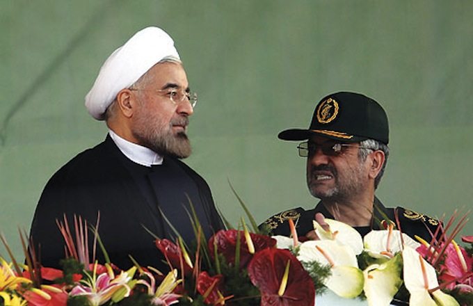 President Rouhani and the commander of the Guardians, Mohammad Ali Jafari