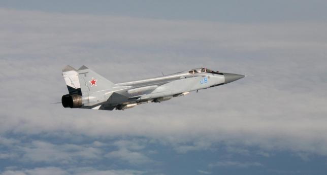 An undated handout photo provided by the Norwegian Army shows a Russian Mikoyan MiG-31aircraft over an unknown location during a military exercise. REUTERS/Norwegian NATO QRA Bodø/Handout