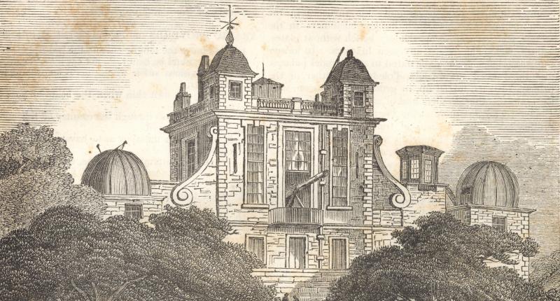 Wikimedia- Greenwich Observatory, image published in "The Penny Magazine", Volume II, Number 87, August 10, 1833.
